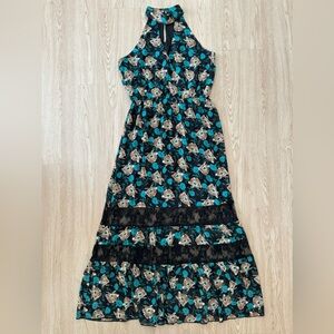 Pinkblush floral halter tiered maxi dress nwot